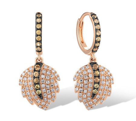 14KRB Earrings Diamond,Orange Sapphire,Yellow Sapphire (E319356OYS14KRB)