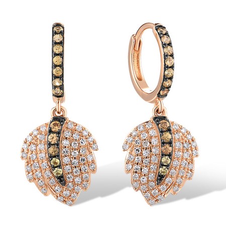 14KRB Earrings Diamond,Orange Sapphire,Yellow Sapphire (E319356OYS14KRB)