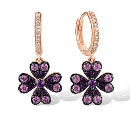 14KRB Earrings Amethyst,Diamond,Pink Sapphire (E319359APS14KRB)