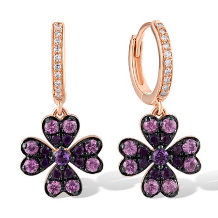 14KRB Earrings Amethyst,Diamond,Pink Sapphire (E319359APS14KRB)