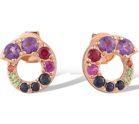 14KR Earrings Green Garnet,Orange Sapphire,Ruby,Amethyst,Blue Sapphire (E319394MUL14KR)