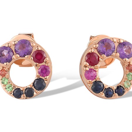 14KR Earrings Green Garnet,Orange Sapphire,Ruby,Amethyst,Blue Sapphire (E319394MUL14KR)