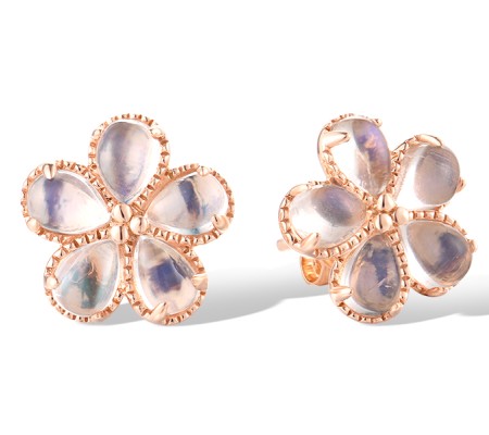 14KR Earrings Blue Moonstone (E319405BLM14KR)