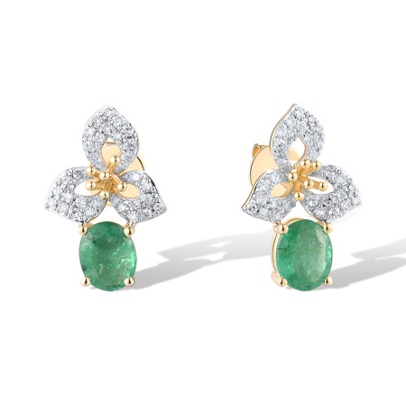 14KYW Earrings Diamond,Emerald (E319442EMR14KYW)