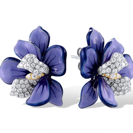 Sterling Silver w/ Ionic Yellow Plating Earrings Enamel,White Cubic Zirconia (E319449ENA1SP925)