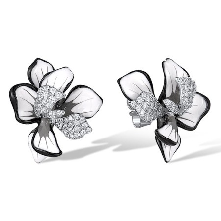 Sterling Silver Earrings Enamel,White Cubic Zirconia (E319449ENASL925)