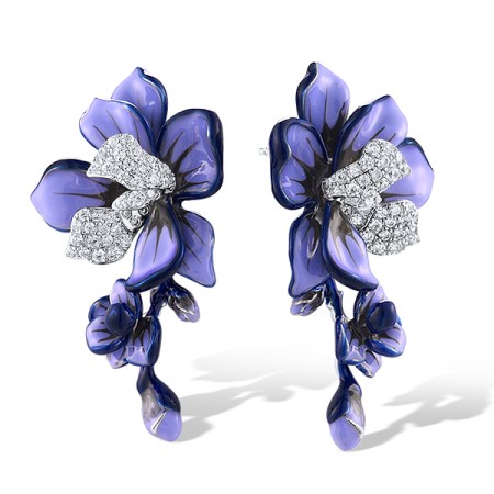 Sterling Silver Earrings Enamel,White Cubic Zirconia (E319450ENA1SL925)