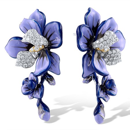 Sterling Silver w/ Ionic Yellow Plating Earrings Enamel,White Cubic Zirconia (E319450ENA1SP925)