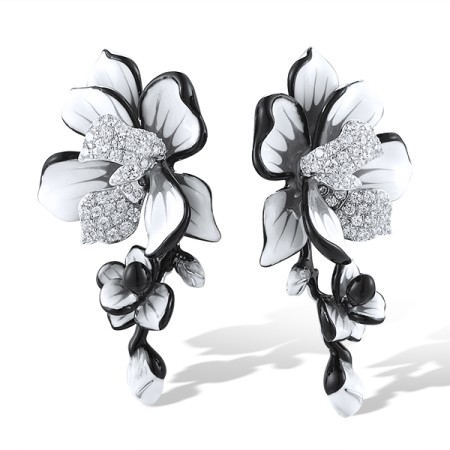  Sterling Silver Earrings Enamel,White Cubic Zirconia (E319450ENASL925)