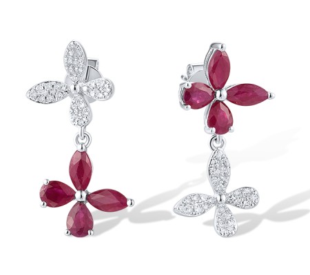 14KW Earrings Diamond,Ruby (E319458RUY14KW)