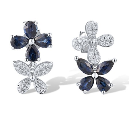14KW Earrings Blue Sapphire,Diamond (E319459SAP14KW)