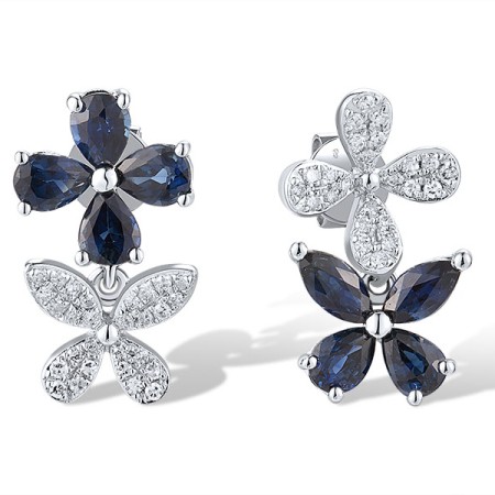 14KW Earrings Blue Sapphire,Diamond (E319459SAP14KW)
