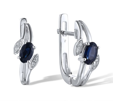 14KW Earrings Blue Sapphire,Diamond (E319533SAP14KW)