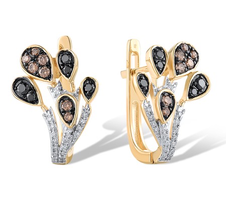14KYWB Earrings Black Diamond,Brown Diamond,Diamond (E319541BBWD14KYWB)