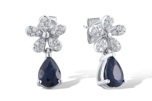 14KW Earrings Blue Sapphire,Diamond (E319565SAP14KW)