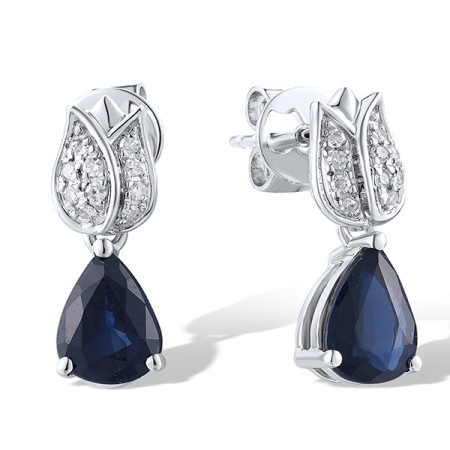 14KW Earrings Blue Sapphire,Diamond (E319566SAP14KW)