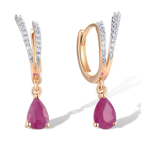 14KRW Earrings African Ruby,Diamond (E319571RUB14KRW)
