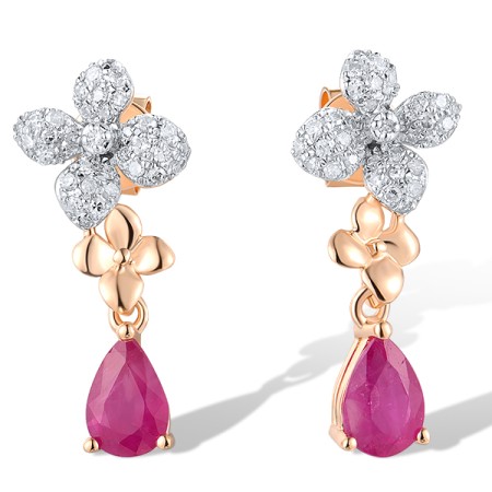 14KRW Earrings Ruby,Diamond (E319573RUB14KRW)
