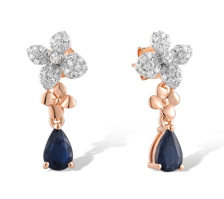 14KRW Earrings Blue Sapphire,Diamond (E319573SAP14KRW)