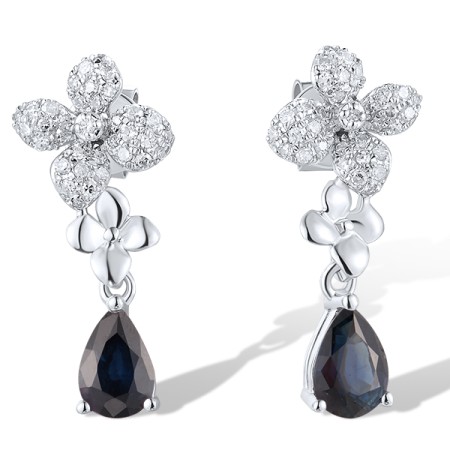 14KW Earrings Blue Sapphire,Diamond (E319573SAP14KW)
