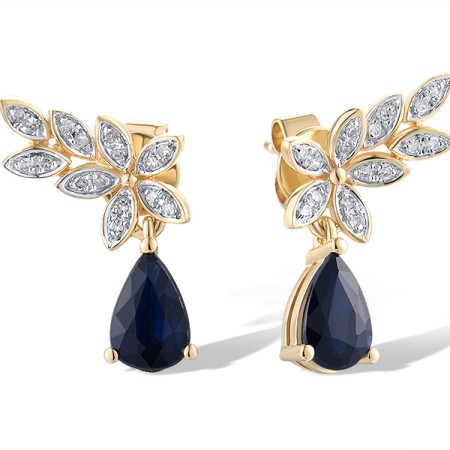 14KYW Earrings Blue Sapphire,Diamond (E319575SAP14KYW)