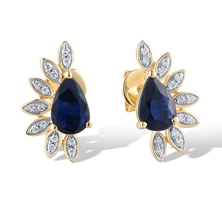 14KYW Earrings Blue Sapphire,Diamond (E319576SAP14KYW)