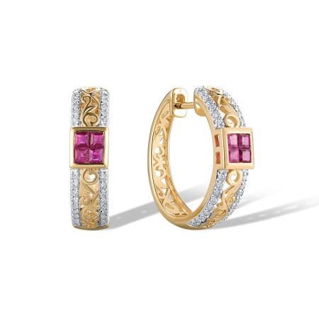 14KYW Earrings Diamond,Ruby (E319603RUY14KYW)