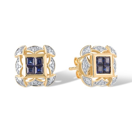 14KYW Earrings Blue Sapphire,Diamond (E319607SAP14KYW)