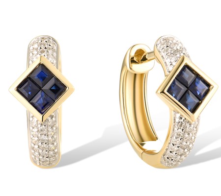 14KYW Earrings Blue Sapphire,Diamond (E319608SAP14KYW)