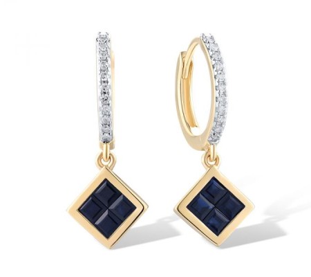 14KYW Earrings Blue Sapphire,Diamond (E319609SAP14KYW)