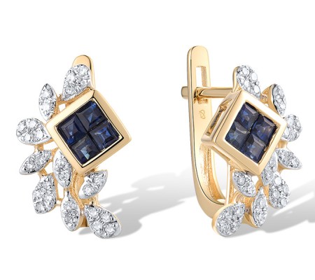 14KYW Earrings Blue Sapphire,Diamond (E319610SAP14KYW)