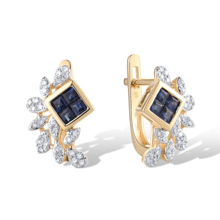14KYW Earrings Blue Sapphire,Diamond (E319610SAP14KYW)