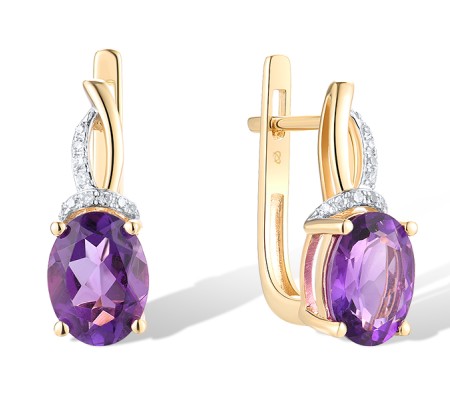 14KYW Earrings Amethyst,Diamond (E319614AME14KYW)