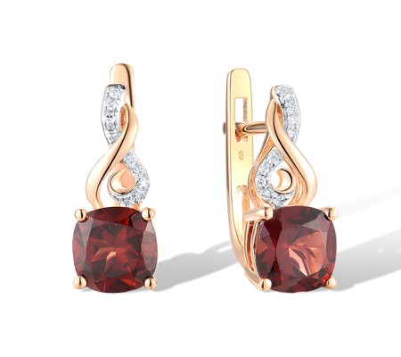 14KRW Earrings Diamond,Garnet (E319615GAN14KRW)