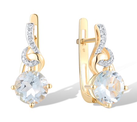 14KYW Earrings Blue Topaz (Sky Blue),Diamond (E319616BKT14KYW)