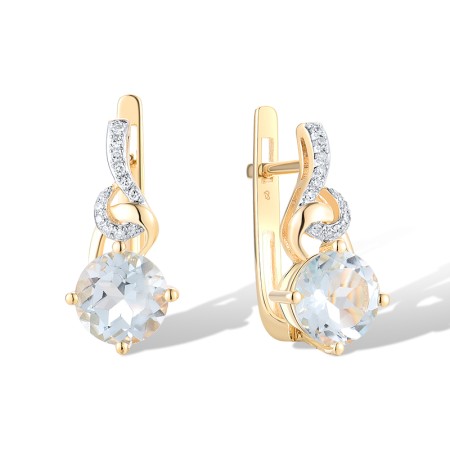 14KYW Earrings Blue Topaz (Sky Blue),Diamond (E319616BKT14KYW)