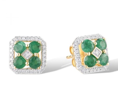 14KYW Earrings Diamond,Emerald (E319665EMR14KYW)