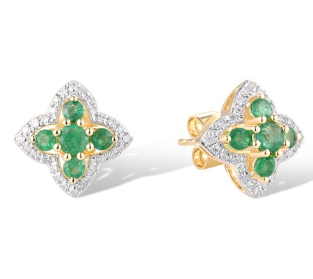 14KYW Earrings Diamond,Emerald (E319668EMR14KYW)