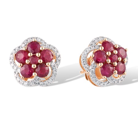 14KRW Earrings Diamond,Ruby (E319669RUY14KRW)