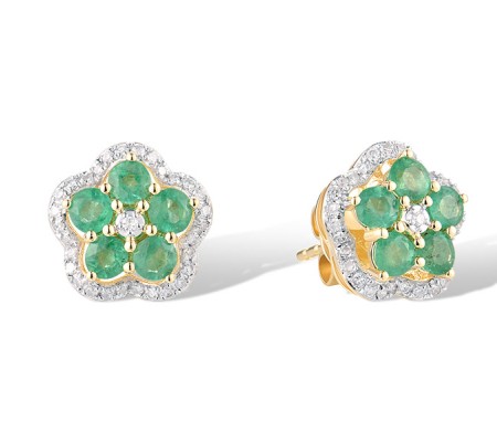 14KYW Earrings Diamond,Emerald (E319670EMR14KYW)