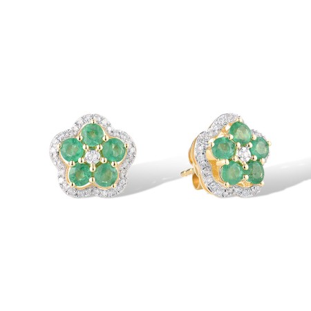 14KYW Earrings Diamond,Emerald (E319670EMR14KYW)