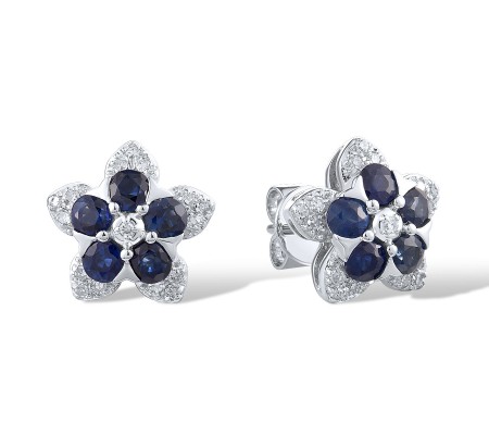 14KW Earrings Diamond,Blue Sapphire (E319671SAP14KW)