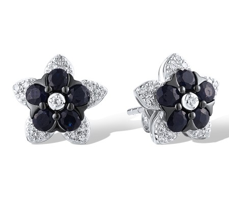 14KWB Earrings Blue Sapphire,Diamond (E319671SAP14KWB)