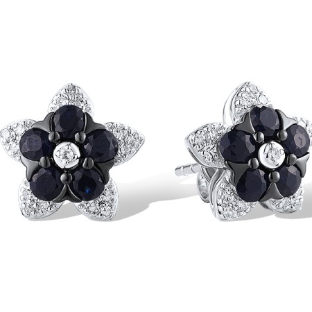 14KWB Earrings Blue Sapphire,Diamond (E319671SAP14KWB)
