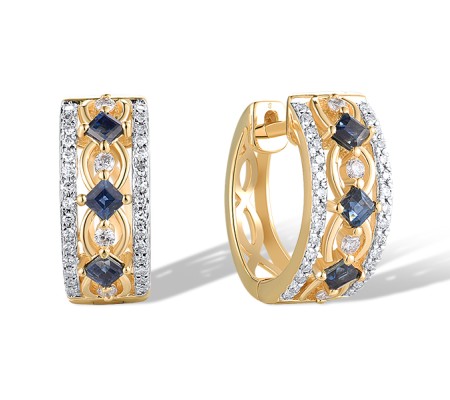 14KYW Earrings Diamond,Blue Sapphire (E319701SAP14KYW)