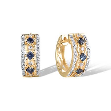 14KYW Earrings Diamond,Blue Sapphire (E319701SAP14KYW)