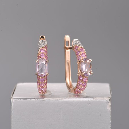 14KRW Earrings Diamond,Pink Sapphire (E319737PIS14KRW)