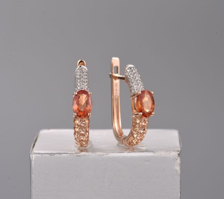 14KRW Earrings Yellow Sapphire,Diamond,Orange Sapphire (E319738OYS14KRW)