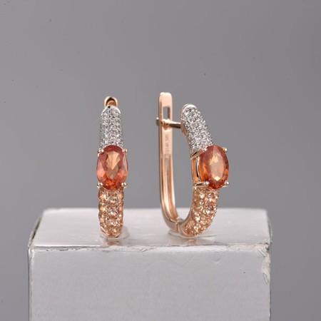 14KRW Earrings Yellow Sapphire,Diamond,Orange Sapphire (E319738OYS14KRW)