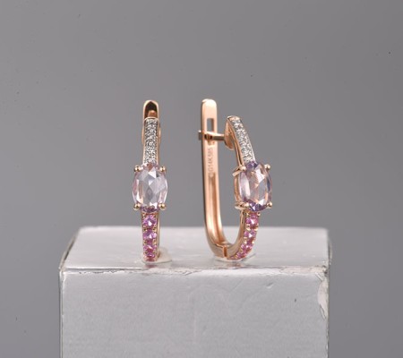 14KRW Earrings Diamond,Pink Sapphire (E319739PIS14KRW)